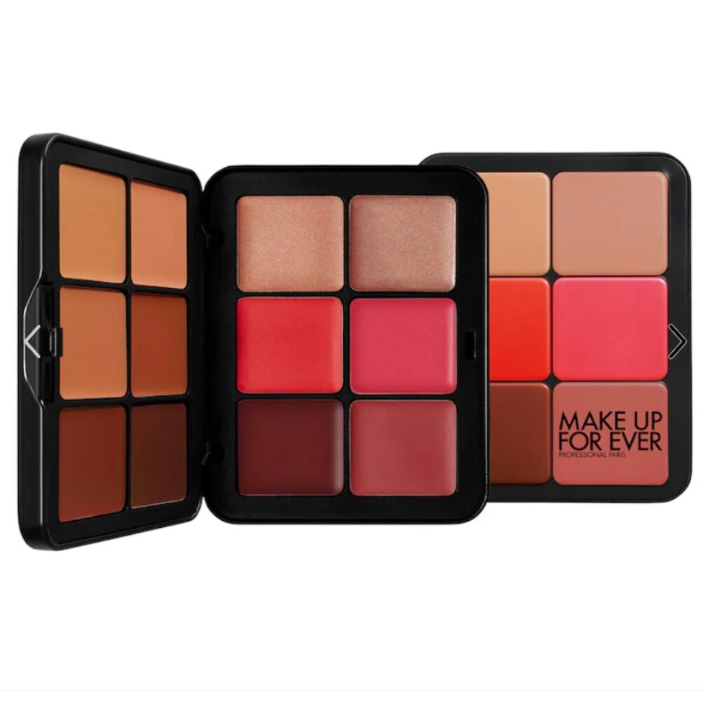 Makeup Forever Lip & Cheek Palette — reds, pinks, creams, browns